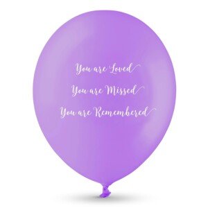 ANGEL & DOVE 25 Purple Funeral Balloons 'You are Loved, Missed, Remembered' - Biodegradable, for Memorial, Remembrance, Celebration of Life