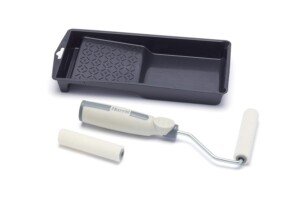 Harris Seriously Good Woodwork Stain & Varnish Mini Roller Set with Tray and Frame, 4"