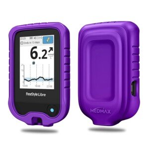 Silicone Case for Freestyle Libre 3, Lightweight Shockproof Anti Slip Protective Cover Soft Gel Skin with Raised Bezel, Purple