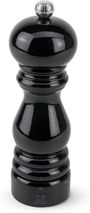 PEUGEOT - Paris u'Select 18 cm Pepper Mill - 6 Predefined Grind Settings - Made with PEFC Certified Wood - Made in France - Black Laquered Colour