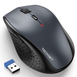 TECKNET Wireless Mouse for Laptop, 4800 DPI Optical Computer Mice with 6 Adjustable Levels, 30 Months Long Battery Life 2.4G Cordless USB Silent Mouse for Notebook, PC, Office Home Work -Grey