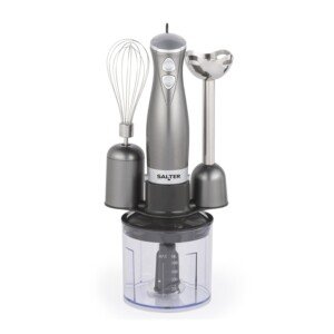 Salter Cosmos 3-in-1 Hand Blender – Whisk, Blender & Chop, Food Processor, Vegetable Chopper, Stainless Steel Blades, 500ml Chopping Bowl, Whisk & Blender Attachments, 2 Speeds, 350W, EK2827GUNMETAL