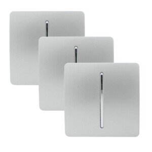 Trendi 1 Gang 2 Way Artistic Modern Glossy 10 Amp Rocker Tactile Light Switch Silver (3 Pack)
