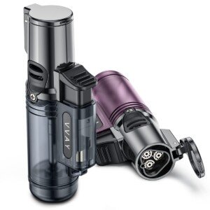 (Pack of 2) VVAY Jet Lighter Butane Refillable, 3 Flames, Sold without Gas