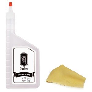 Bacher Cutting Board Oil 200ml - Premium Food Grade Mineral Oil Set - Chopping Board Oil with polishing Cloth - Butchers Block Oil - Food Safe Mineral Oil for Wooden, Slate Chopping Boards