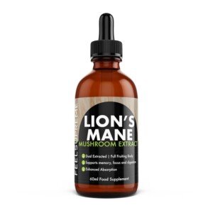 Lions Mane Supplement High Strength Mushroom Extract - Liquid Drops, 10:1 - Whole Fruiting Body - Brain Booster Supplements, Mushroom Supplement, Lions Mane Drops - 60ml