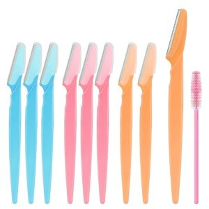 9 Pcs Eyebrow Razors, Dermaplaning Blades for Face With 1 Pcs Eyelash Brush, Unisex Eyebrow Shaper, Face Shavers for Women, Trimmers With Cover