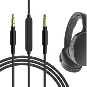 GEEKRIA Audio Cable with Mic Compatible with Skullcandy Hesh Evo Hesh 3 Crusher Evo, 3.5mm Aux Replacement Stereo Cord with Inline Microphone and Volume Control (4 ft/1.2 m)