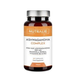 Ashwagandha KSM-66 Complex - BIO-Available - Rhodiola Rosea + VIT B6 B12-5% of Withanolides + Withania Somnifera - Ayurveda Supplement - 60 Capsules Vegan Nutralie