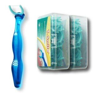 T.Smile 3rd Generation Dental Flosser 1 Handle + 100 Extra Strength Floss Heads, Evolutionary Clean(Pack of 1)