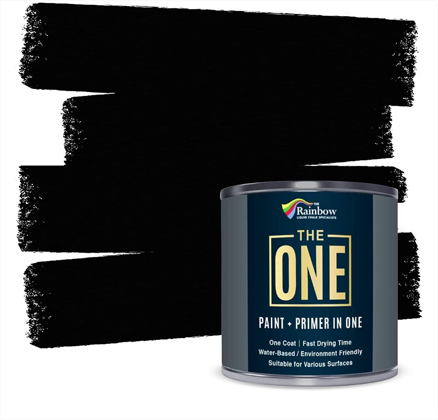 THE ONE All-In-One Paint & Primer - Black Matt, 250 ml | Multi-Surface 1 Coat Formula | Easy Indoor & Outdoor Decorating for Home & Garden Walls, Floors & Furniture | Durable, Water-Based & Low VOC