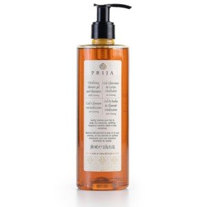Prija Vitalising Shower Gel and Shampoo with Ginseng Extract, Hydrating and Energising Body and Hair Wash Gel with Pump Dispenser, Luxurious Shower Gel 380ml