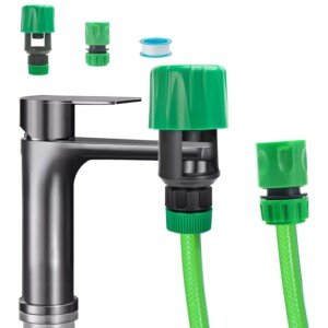2 Pack Kitchen Tap Hose Connector, Mixer Tap Hose Connector, Universal Hose Pipe Connector to Tap, Hose Adapter for Kitchen and Garden Tap, Hose Pipe Tap Attachment with Leak Proof Tape