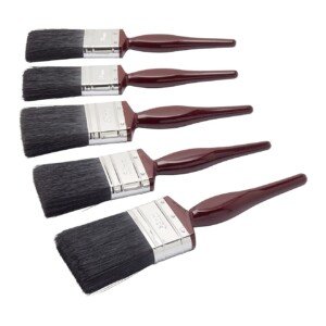 Fit For The Job 5 piece All Purpose Mixed Bristle Paint Brush Set for a Smooth Finish Painting with Emulsion, Gloss, Satin on Walls, Ceilings, Wood, Metal - 2x 1, 2x 1.5, 1x 2.5 inch