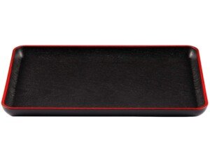 Serving Tray Japanese Style Rectangular Plastic Food Serving Plate Nesting Serving Trays for Restaurant Home Hotel Breakfast Coffee/Table Black (30 * 19.9 cm/11.8 * 7.8 in)