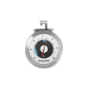 Salter 517 SSCR Fridge Thermometer – Stainless Steel Large Dial Temperature Gauge, Waterproof Freezer Thermometer, Easy Read, Hang Up Or Stand, Temp. Range -30 To 30°C, Safe Food Zones Markers