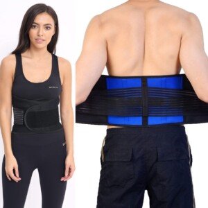 TM, Adjustable Neoprene Double Pull Lumbar Support Lower Back Belt Brace Pain Relief (Large (33-36 inches))