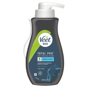 Veet Men Hair Removal Cream 400ml - Hydrating Chest & Body Remover for Smooth, Cut-Free Results, Moisturizing Formula for Delicate Skin