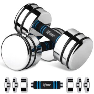 Northdeer Steel Dumbbells Ultracompact Adjustable 2.5kg 5kg 7.5kg 10kg 15kg 25kg Chrome Dumbbell with Foam Handles Home Gym Workout (Choice of Size)