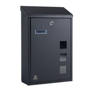 RYZAN Parcel Box Wall Mounted Letter Box - Durable Steel Post Box with Copper Lock Cylinder, Boxes for Posting, Weatherproof Post Boxes Wall Mounted Waterproof, Modern Letterbox