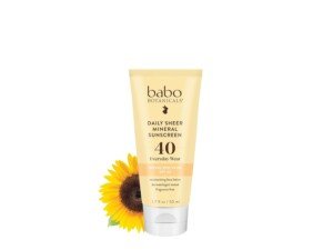 Babo Botanicals SPF 40 Daily Sheer Facial Sunscreen, Unscented, 1.7oz, Best Natural Mineral Sunscreen, Non-Nano, Sensitive