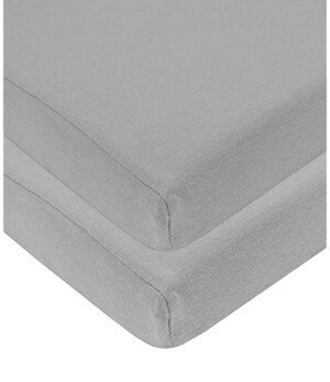 2 x Cot Fitted Sheets 120x60cm - 100% Cotton, Soft breathable baby cot sheets (Gray)