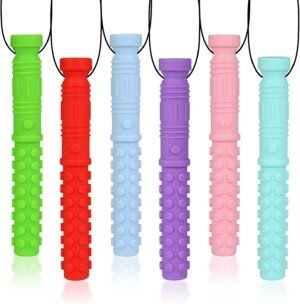 Seeway Sensory Chew Necklace for Boys Girls Kids, Oral Sensory Autism Chew Necklace, BPA Free Silicone Chew Toys for Autistic Children/Autism/ADHD/Anxiety (6 Pack)