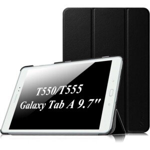FINTIE Slimshell Case for Samsung Galaxy Tab A 9.7 Inch Tablet SM-T550 - Super Thin Lightweight Stand Cover with Auto Sleep/Wake Feature, Black