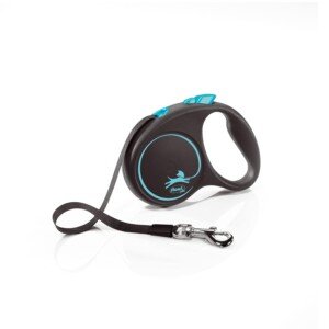 Flexi - FU12T5-251 -S CHBL - Leave for dogs - Horner leash - Cat leash - Black Design S Tape 5m, Black/Blue