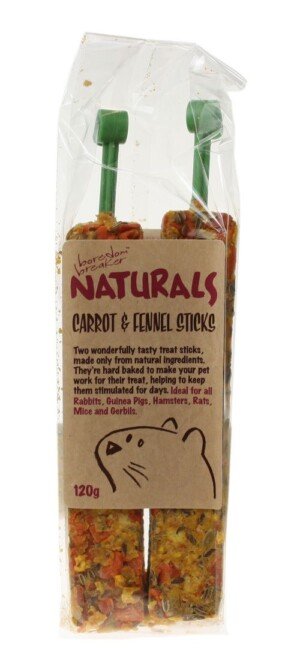 Rosewood Naturals Carrot & Fennel Sticks 140g – Healthy Small Animal Treats for Rabbits, Guinea Pigs, Hamsters, Rats, Mice & Gerbils – Pack of 2 Natural Crunchy Snack Sticks