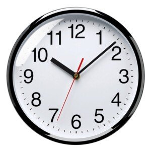 Plumeet Wall Clock, 10" Non Ticking Silent Quartz Black Wall Clocks, Battery Operated, Decorative Home Office School Clock (White)