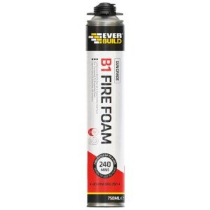 Everbuild B1 Expanding Fire Foam – Gun Grade – Fire Resistant Properties – Polyurethane Formula – Quick Setting – Aerosol – Pink – 750ml