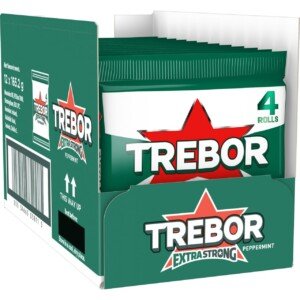 Trebor Extra Strong Peppermint Rolls, Intense Minty Freshness, 165 g (Pack of 12)
