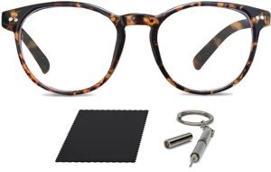 Premium 99.9% Blue Light Blocking Glasses - Reduce Headaches and Improve Sleep - UK Based Brand (Round Tortoiseshell Frame)