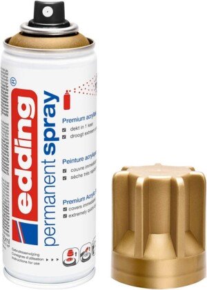 edding 5200 Permanent Spray – Matt Gold – 200 ml – Acrylic Paint for Painting or Decorating Glass, Metal, Wood, Ceramic, Plastic, Canvas, Acrylic Spray Paint