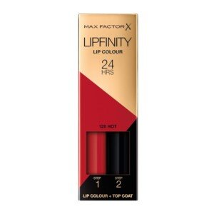 Max Factor Lipfinity Hot, Long-Lasting, Two Step Lipstick, Vibrant Colour, Hydrating, Lasts 24 Hrs, Matte Lip Colour With Glossy Top Coat, 4.2g