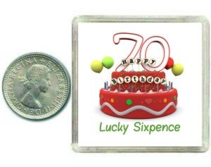70th Birthday Lucky Sixpence Gift, Great good luck present idea for man or woman
