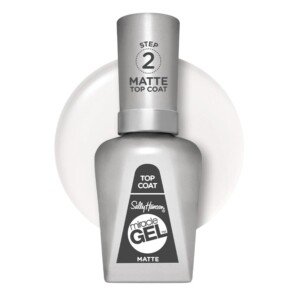 Sally Hansen Miracle Gel, Matte Top Coat, Gel-Like Nail Polish, NO UV Light Required, Chip-Resistant, Long Lasting - Up to 8 days, Easy to Use, Salon Quality Results, Vegan Formula, 14.7ml
