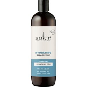 Sukin Hydrating Shampoo 500ml - moisturises scalp and repairs dry and damaged hair, adds shine and tames frizz - with Coconut Oil & Shea Butter; cruelty free & vegan friendly.