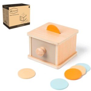 YAANI Montessori Coin Box, Imbucare Box, Object Permanence Box, Montessori Toys for 1 Year olds, Baby Activity 12 Months
