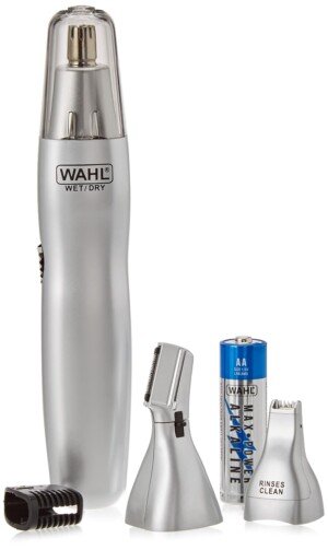 Wahl 3-in-1 Personal Trimmer, Trimmers for Men and Women, Nose Ear and Eyebrow Trimmer, Washable Heads, Trim Sideburns and Facial Hair, Peach Fuzz Trimming, Cordless