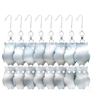 De-Bird Repellent Owls Reflective and Decorative Scare Deterrent to Keep Pigeons, Woodpeckers, Crows, Hawks and More Pests Away - Works with Scare Devices like Netting, Scare Tape, Spikes, Scarecrows