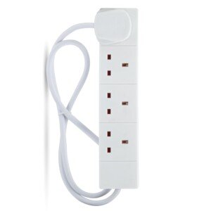 STATUS 4 Way Socket Extension Lead, 1m Cable Multi-Plug Power Strip for Home & Office Use, Wall Mountable in White (4WS1M20)