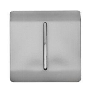 Trendi 1 Gang 3 Way Intermediate 240V Screwless Raised Front Plate Plastic Artistic Modern Glossy 10 Amp Chrome Rocker Single Electrical Wall Light Switch Brushed Steel - ART-SS9BS