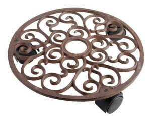 Esschert TG39 Fallen Fruits Round Plant Trolley - Brown