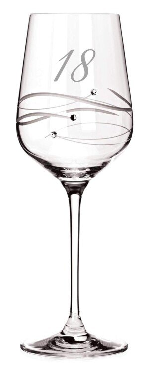 DIAMANTE 18th Birthday Wine Glass - ''Just for You - Single Wine Glass Present in Gift Box