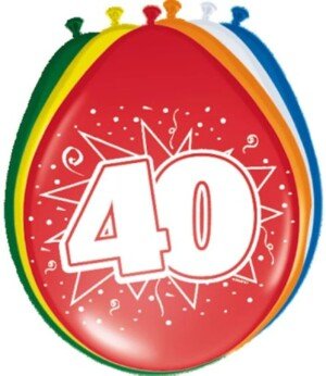 Folat 08240 40th Birthday/Anniversary Balloons, 8 pieces