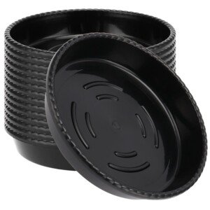 PINGEUI 15 Pack Black Plant Saucers, 25cm Plastic Flower Pot Drip Tray, Round Plants Garden Saucers for Indoor and Outdoor Plant Pots