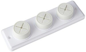 Merriway BH05865 Rubber Push In Triple Towel Cloth Holder Screw Fix - White