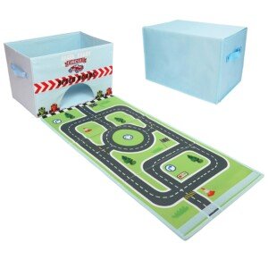 Toy Storage Box, Livememory Kids Toy Car Storage Box Toy Boxes for Boys with Fun Play Mat (Cars Not Included)